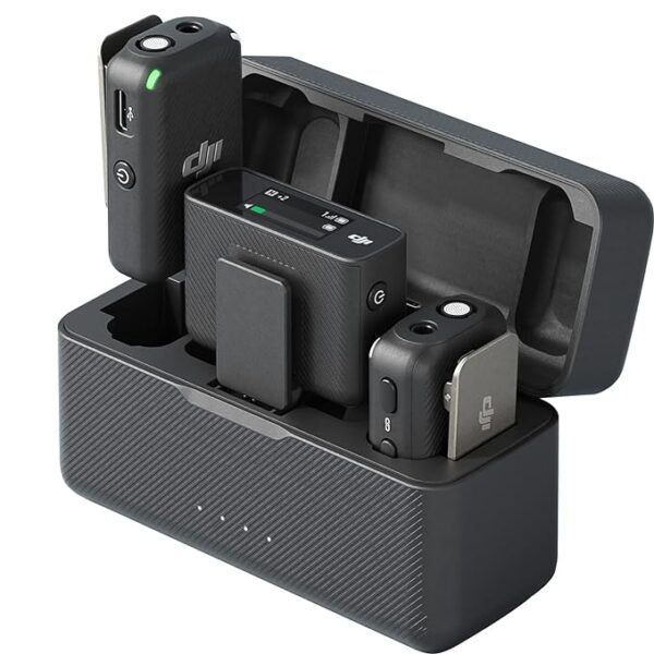 DJI Mic - Wireless Microphone System for Smartphones, Cameras, Laptops, Wireless Mic Lavalier with Dual-Channel Recording, 15-Hour Battery Life