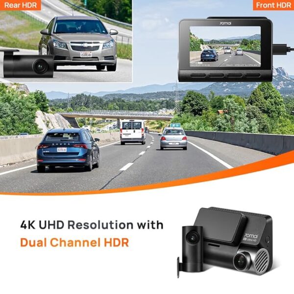 70mai A810 True 4K HDR Dual Vision Dash Cam, Built-in GPS Logger, ADAS - Image 3