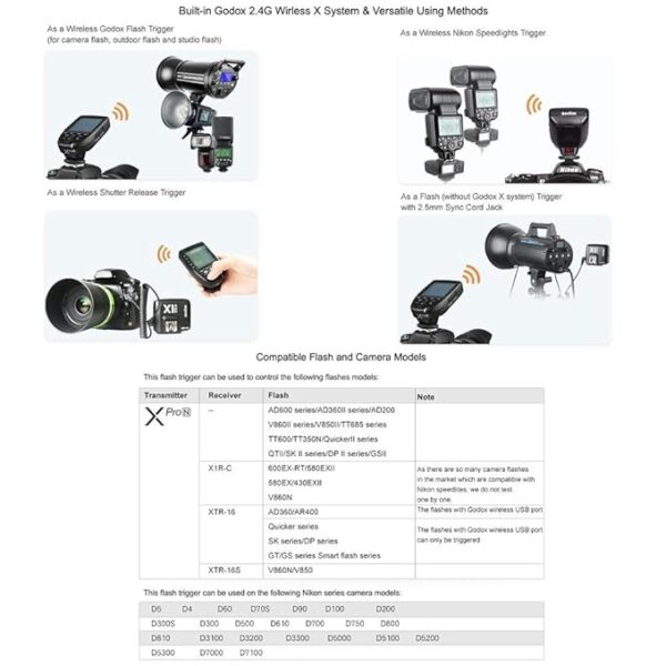 GODOX Xpro-N E-TTL II 2.4G Wireless Flash Trigger High Speed Sync 1/8000s X System with LCD Screen Transmitter for Nikon - Image 3