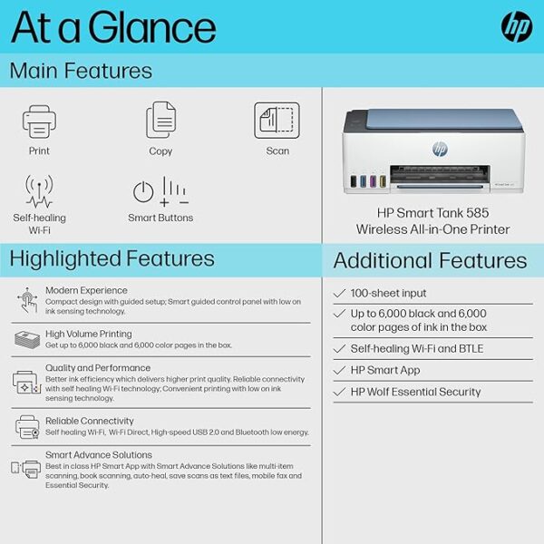 HP 585 All-in-One WiFi Colour Wireless Printer - Image 5