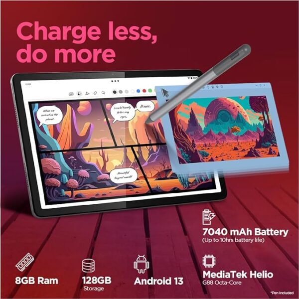 Lenovo Tab M11 with Pen| 4G (LTE) + Wi-Fi | 8 GB RAM, 128 GB ROM (Expandable Upto 1 TB)| 11 Inch Screen, 90 Hz Refresh Rate, Quad Speaker with Dolby Atmos,13 MP Rear Camera - Image 3