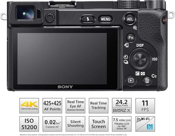 Sony Alpha ILCE-6100Y 24.2 MP Mirrorless Digital SLR Camera with 16-50 mm, 55-210 mm Zoom Lenses, APS-C Sensor, Fast Auto Focus,Real-time Eye AF,Real-time Tracking-Sealed Pack - Image 2