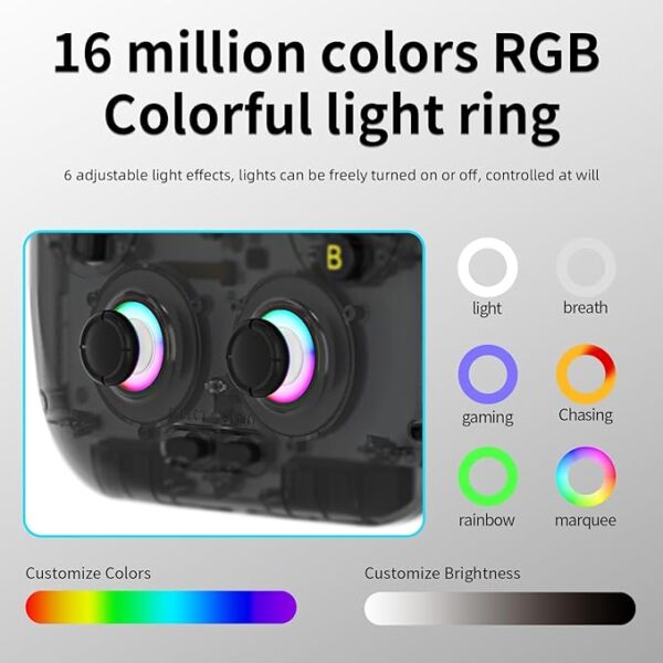 RG406V Android 13 Handheld Game Console 4\" HD IPS 8GB RAM 128GB Storage RGB Lighting Game Player 5500mAh Battery Multi-Format Game Support(Black Transparent) - Image 5