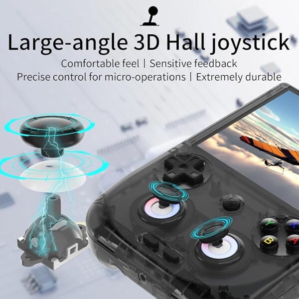 RG406V Android 13 Handheld Game Console 4\" HD IPS 8GB RAM 128GB Storage RGB Lighting Game Player 5500mAh Battery Multi-Format Game Support(Black Transparent) - Image 6