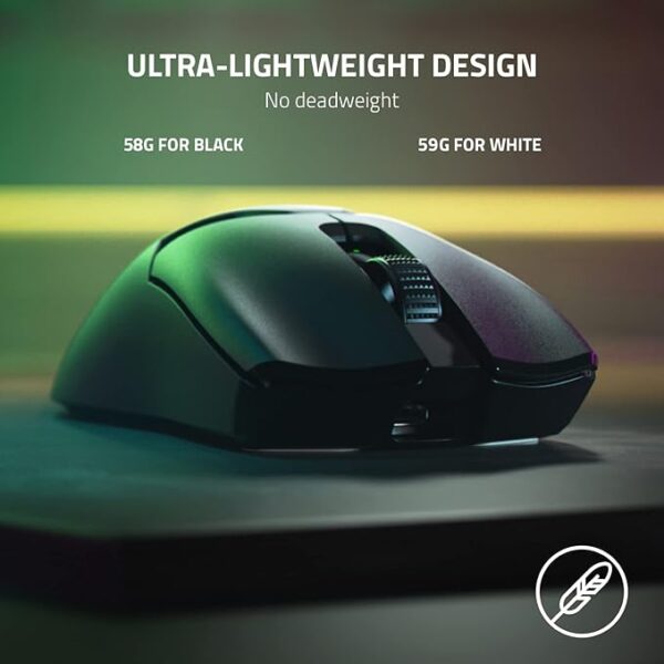 Razer Viper V2 Pro Hyperspeed Wireless Optical Gaming Mouse: 58g Ultra-Lightweight with 30000 DPI - 80hr Battery - USB Type C Cable Included - Black - RZ01-04390100-R3A1 - Image 5