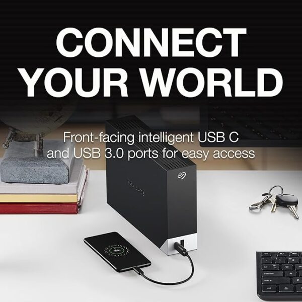Seagate One Touch Hub 18TB Desktop External HDD USB-C & USB 3.0 Port, with 3 yr Data Recovery Services, for Computer PC Laptop Mac, 6 Month Mylio Create and Dropbox Plan (STLC18000402), Black - Image 2