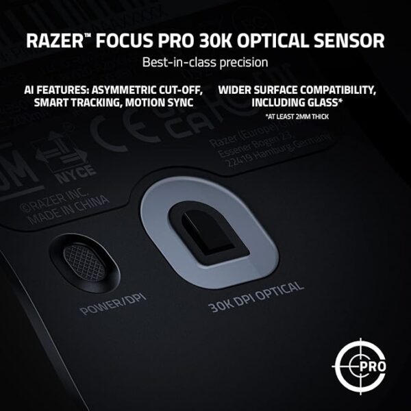Razer Viper V2 Pro Hyperspeed Wireless Optical Gaming Mouse: 58g Ultra-Lightweight with 30000 DPI - 80hr Battery - USB Type C Cable Included - Black - RZ01-04390100-R3A1 - Image 6