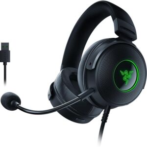 Razer Kraken V3 HyperSense Wired USB Gaming Headset Haptic Technology: Triforce Titanium 50mm Drivers - Detachable Mic
