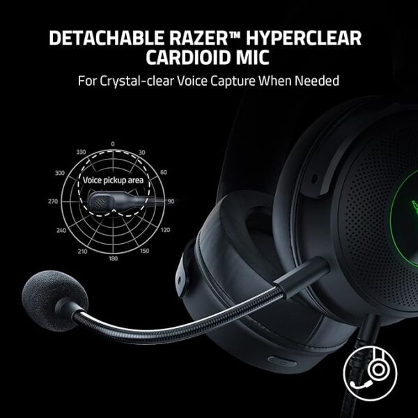 Razer Kraken V3 HyperSense Wired USB Gaming Headset Haptic Technology: Triforce Titanium 50mm Drivers - Detachable Mic - Image 6