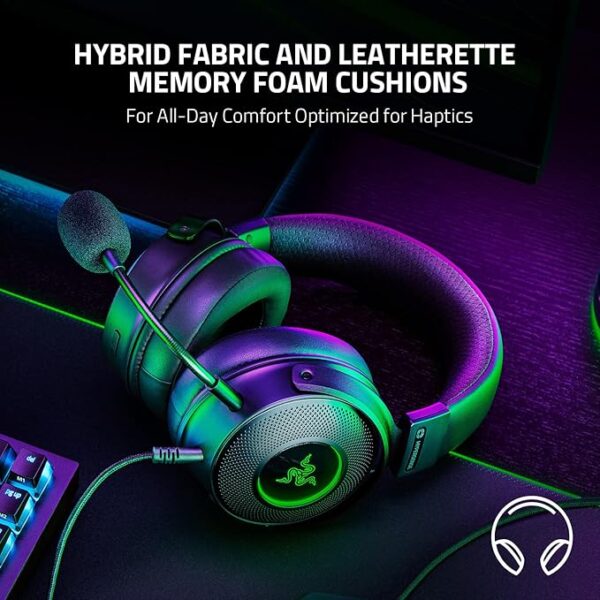 Razer Kraken V3 HyperSense Wired USB Gaming Headset Haptic Technology: Triforce Titanium 50mm Drivers - Detachable Mic - Image 5