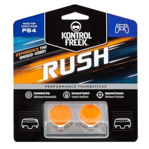 KontrolFreek Rush Performance Thumbsticks for PlayStation 4 (PS4) and PlayStation 5 (PS5) | Performance Thumbsticks | 2 Mid-Rise, Concave | Orange/White