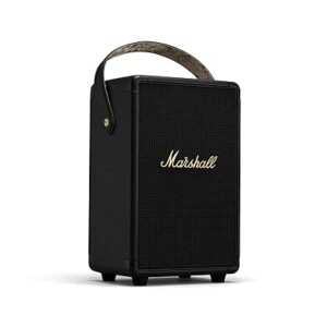 Marshall Tufton Portable Bluetooth Speaker with 20+ Hours of Portable Playtime, (360° Sound), Water-Resistant (IPX2) - Black & Brass.