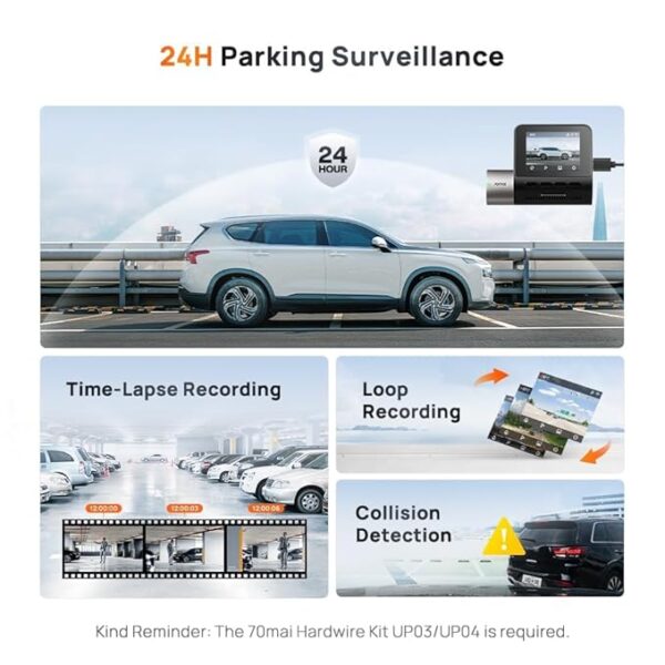 70mai A510 HDR 3K Dash Cam, STARVIS 2 IMX675 Sensor, ADAS, Built-in GPS Logger, Route Recorder, MaiColor Vivid+ with Night Owl Vision, App Playback & Share, Optional Parking Monitoring - Image 6