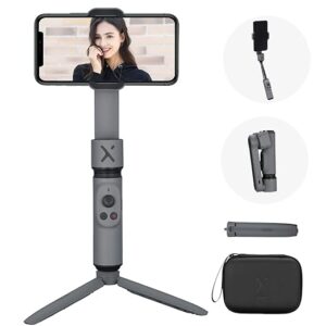 zhi yun Smooth X Gimbal Stabilizer, Foldable Selfie Stick for Smartphone, Extendable Handheld iPhone Android Gimbal, YouTube Vlog Live Video, Face Tracking, Gesture & Zoom [Tripod & Case], Gray