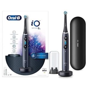 Oral-B iO8 Ultimate Electric Toothbrush, 6 Smart Modes, Pressure Sensor, Interactive Display & AI Personalization, 3hr Quick Charge, 2 Year Warranty by Oral B, IPX7, Travel case & refill holder