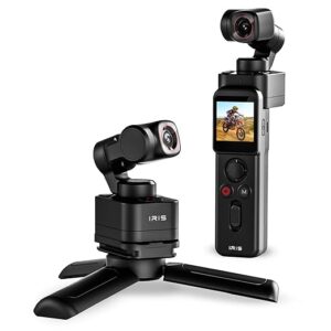 IZI IRIS Pocket 4K Vlogging Camera - with Dual AMOLED Display 1/1.3 " CMOS Sensor, 3-Axis Gimbal Stabilizer, AI Tracking, 512GB Support, 160-Min Battery, Best Video Camera