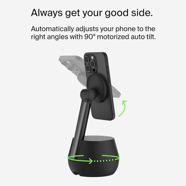Belkin Wireless Charger Stand, Auto Face Tracking, Apple DockKit Certified, Tripod & MagSafe Compatible, No App Required, 360° Rotation, Influencer Content, Works w/FaceTime, YouTube, etc. - Image 5