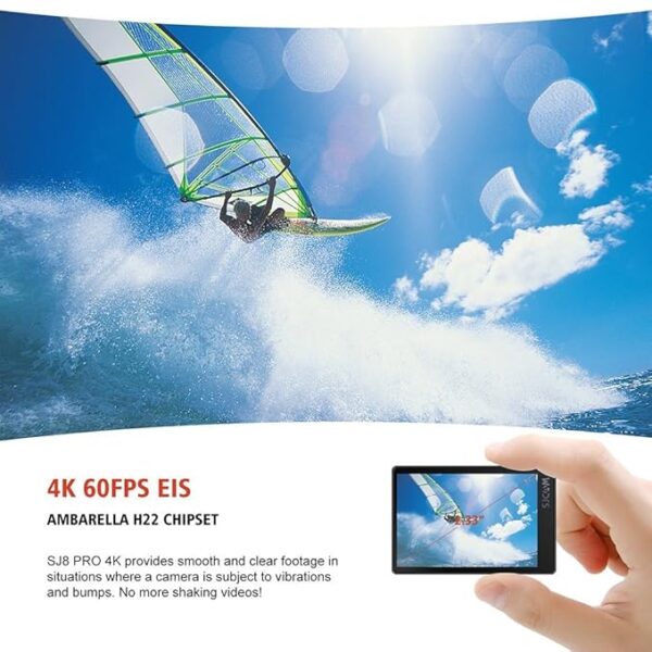 SJCAM SJ8 Pro 12 MP 4K 60fps 2.33\" 30M Waterproof IPS Touch Screen Action Camera with 8X Digital Zoom,Gyro Stabilization, Dual Stereo Microphones ,Dual Screen - Image 5