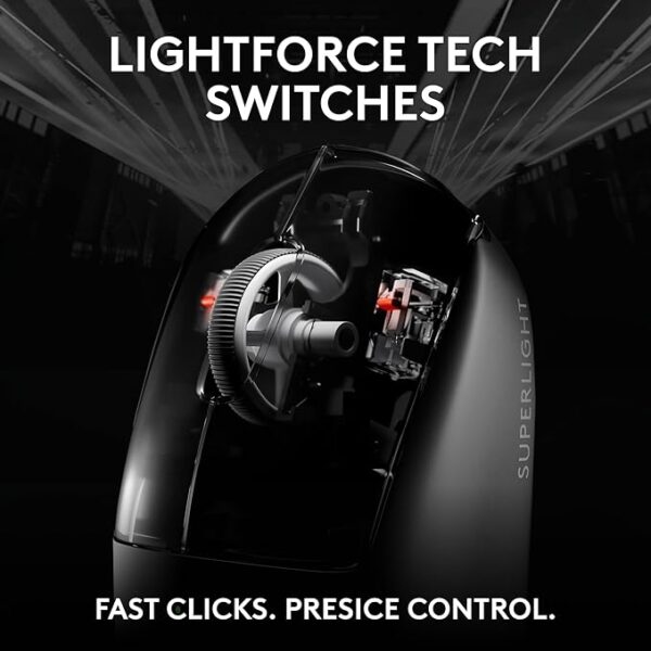 Logitech G PRO X Superlight 2 Lightspeed Wireless Gaming Mouse, Lightweight, LIGHTFORCE Hybrid Switches, Hero 2 Sensor, 32,000 DPI, 5 Programmable Buttons, USB-C Charging, PC & Mac - Black - Image 6