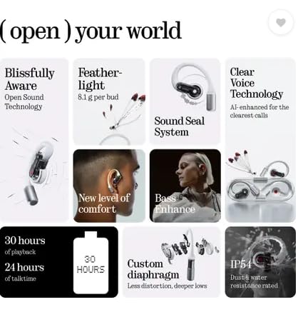 Nothing Ear (Open)|Open Sound Technology|Dual Mics|14.2mm Dynamic Driver|30Hrs Bluetooth (White, True Wireless) - Image 2