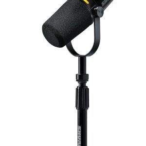 Shure MV7+ Podcast Microphone with Stand. Enhanced Audio, LED Touch Panel, USB-C & XLR Outputs, Auto Level Mode, Digital Pop Filter, Reverb Effects, Podcasting, Streaming, Recording - Black