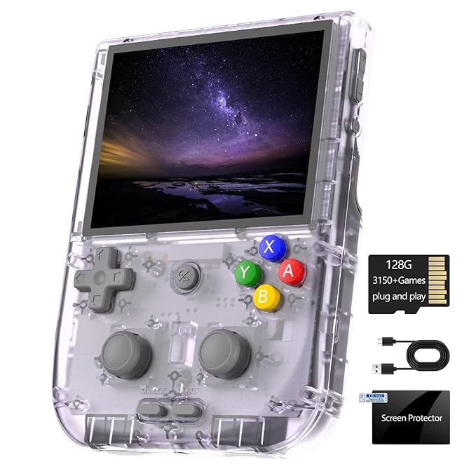 Anbernic RG405V Handheld Console Game 4\'\' IPS Touch Screen Android 12 Unisoc Tiger T618 64-Bit Game Player Built-In 5500Mah Battery 128G TF Card With 3154 Games(RG405V Purple)