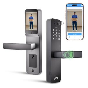 Godrej Smart Lock | Neo Pro View Digital Lock for Wooden Doors with Camera, View Screen, Wi-fi | Mobile App | Built-in Doorbell I 7 in 1 Access I 3 Yr Warranty I Free Installation