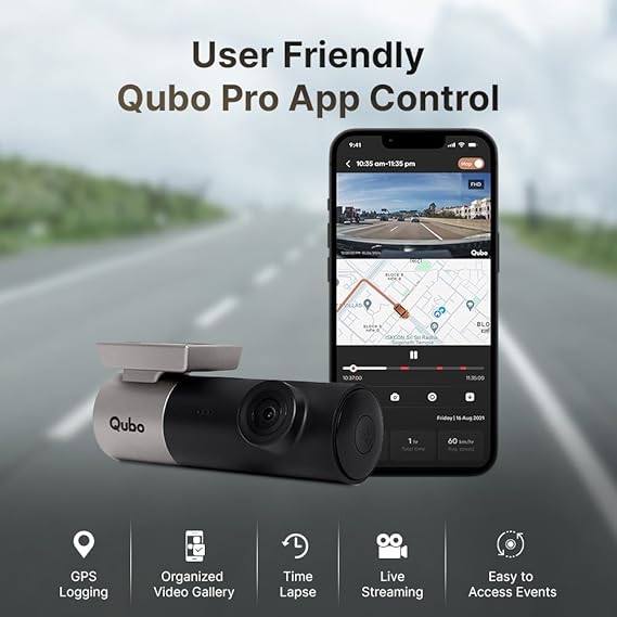 Qubo Car Dash Camera Pro (with GPS Logger) Dash Cam | from Hero Group | Made in India | Full HD 1080p | Wide Angle View | G-Sensor | Wi-Fi | Emergency Recording | Supports Up to 256 GB SD Card - Image 6