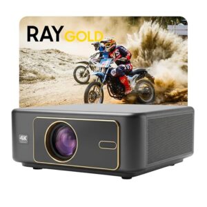 RAY Gold (Japan) 2150 ANSI & 22000 Lumen Fully Automatic, Brightest Full HD 1080p,4K HDR Android Home Projector (Auto Focus + Auto Keystone), ARC, Dual WiFi & BT, Dual HDMI Port