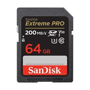 SanDisk Extreme Pro SD UHS I 64GB Card for 4K Video for DSLR and Mirrorless Cameras 200MB/s Read & 90MB/s Write
