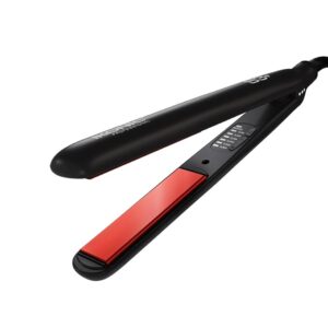Ikonic S3+ Hair Straightener, Black & Red, Professional Ceramic Floating Plates, Adjustable Temparature Control, Instant Heat Up and Easy to Use