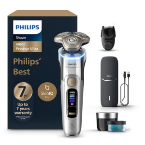 Philips World\'s No.1 Electric Shaver | Our Closest Shave Ever - 0.08 mm below Skin Level | Powered by AI | SkinIQ Pro Tech | UV Case - Kills 99.9% Bacteria | Quick Cleaning Pod | 5 Shaving Modes | Pressure & Motion Guidance | 7 Yr Warranty | XP9404/46