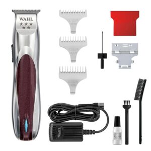 WAHL A.LIGN Li-Ion Professional Trimmer, Cord/Cordless, Extra-Wide T-Blade Zero-Gap, Excellent for Lining & Artwork, 0.4mm Length, LED Indicator, 3Hr Runtime, 2Yr Warranty, 3024194, Maroon and Silver