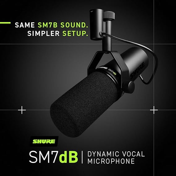 Shure SM7dB Dynamic Vocal Microphone w/Built-in Preamp for Streaming, Podcast, & Recording, Wide-Range Frequency, Warm & Smooth Sound, Rugged Construction, Detachable Windscreen - Black - Image 3