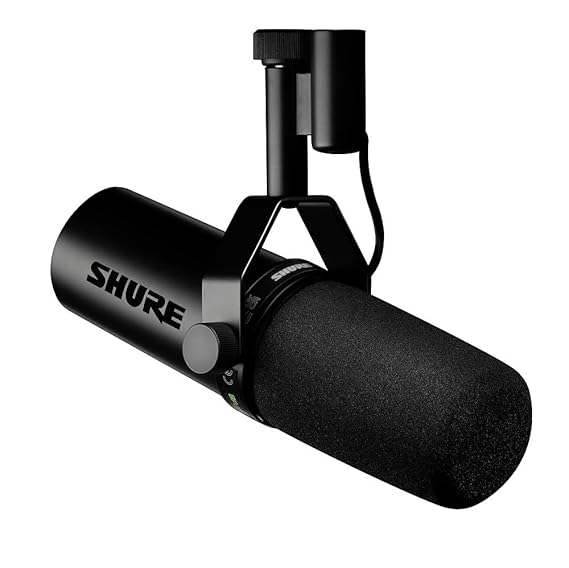Shure SM7dB Dynamic Vocal Microphone w/Built-in Preamp for Streaming, Podcast, & Recording, Wide-Range Frequency, Warm & Smooth Sound, Rugged Construction, Detachable Windscreen - Black