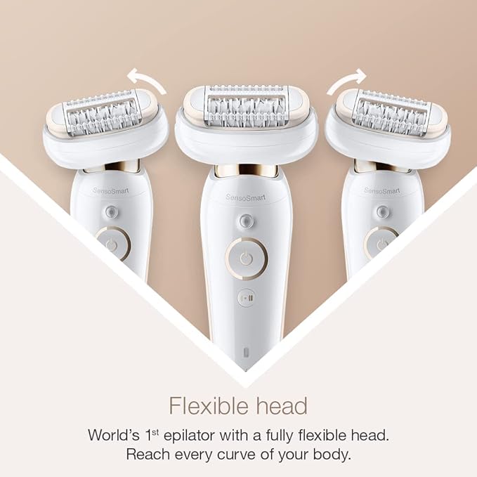Braun Silk-Epil 9 Flex Epilator for Women, Fully Flexible Head, Anti-Slip Grip, SensoSmart Technology, Micro-Grip Tweezer, Deep Body Exfoliation Brush, Smooth Skin for Weeks, Ergonomic Handle - Image 5