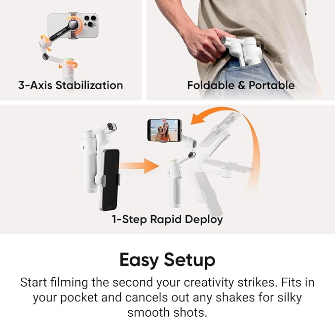 Insta360 Flow 2 Pro AI Tracker Bundle Grey - Industry-First AI Phone Gimbal with Apple DockKit, Pioneering 360º Pan Tracking, Free Tilt, Built-in Tripod/Selfie Stick, Portable Vlog/Travel Stabilizer - Image 7