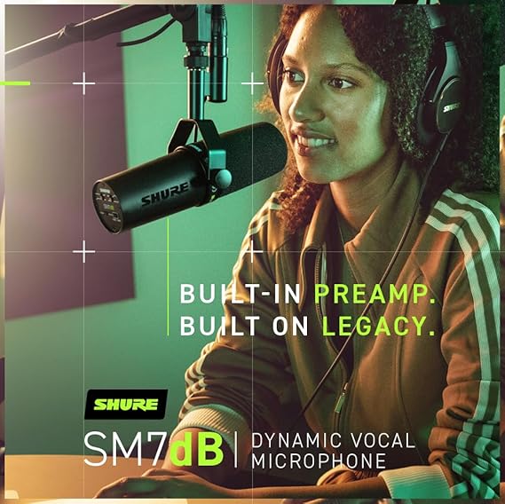 Shure SM7dB Dynamic Vocal Microphone w/Built-in Preamp for Streaming, Podcast, & Recording, Wide-Range Frequency, Warm & Smooth Sound, Rugged Construction, Detachable Windscreen - Black - Image 5