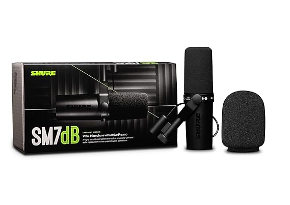 Shure SM7dB Dynamic Vocal Microphone w/Built-in Preamp for Streaming, Podcast, & Recording, Wide-Range Frequency, Warm & Smooth Sound, Rugged Construction, Detachable Windscreen - Black - Image 2
