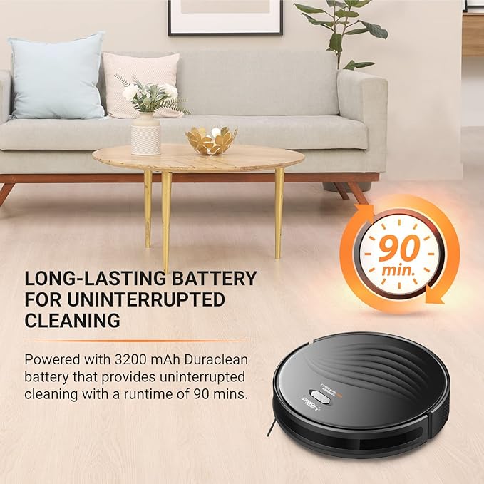 Eureka Forbes Vac & Mop Nuo Robotic Vacuum Cleaner | NextGen Gyro 2.0 Navigation | 3S Mopping | Compact & Slim | PetPro | Ideal for Indian Floor Types | Free Virtual Demo | Works on Smart App - Image 6