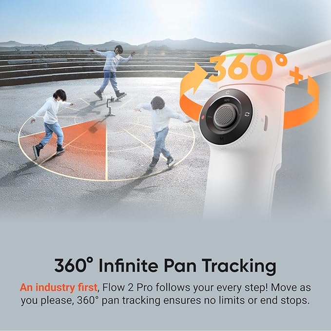 Insta360 Flow 2 Pro AI Tracker Bundle Grey - Industry-First AI Phone Gimbal with Apple DockKit, Pioneering 360º Pan Tracking, Free Tilt, Built-in Tripod/Selfie Stick, Portable Vlog/Travel Stabilizer - Image 4