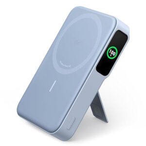 Anker MagGo Power Bank, Qi2 Certified 15W Ultra-Fast MagSafe-Compatible Portable Charger, 10,000mAh Battery Pack with Smart Display and Foldable Stand, For iPhone 15/14/13/12 Only(USB-C Cable Include)