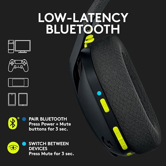 Logitech G435 Light Speed and Lightweight Gaming Bluetooth Wireless Over Ear Headphones with Mic, 18H Battery, Compatible for Dolby Atmos, Pc, Ps4, Ps5, Mobile - (Black) - Image 3