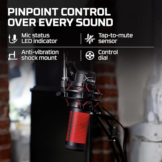HyperX QuadCast - USB Condenser Gaming Unidirectional Microphone, for PC, PS4 and Mac, Red LED - Black (HX-MICQC-BK) - Image 4