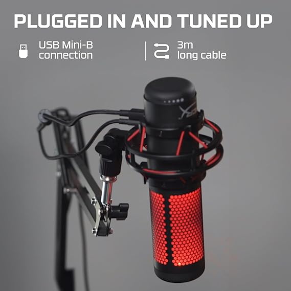 HyperX QuadCast - USB Condenser Gaming Unidirectional Microphone, for PC, PS4 and Mac, Red LED - Black (HX-MICQC-BK) - Image 2