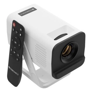 ZEBRONICS Zeb-Pixa Play 35 Android Smart LED Projector, 4K UHD Support, 4000 Lumens, 100 inch Screen Size, 240° Tiltable, Auto Keystone, WiFi, BT v5.4, HDMI, USB