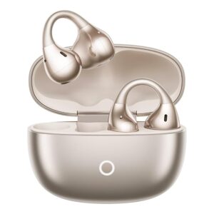 realme Buds Clip Open Ear Wireless Earbuds with 11mm Dual Magnet Drivers, 3D Spatial Audio, 36H Playtime, AI ENC, IP55 Rating, and 45ms Low Latency (Titanium Gold)