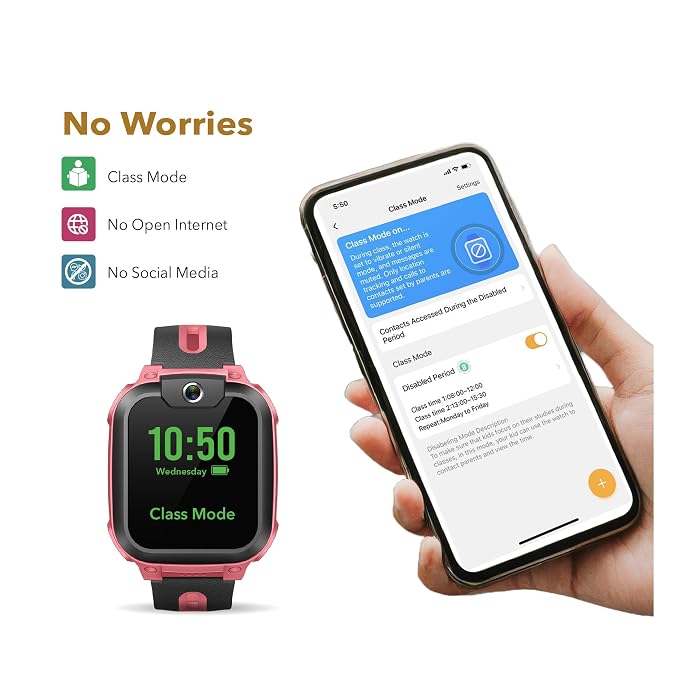 imoo Phone Watch Z1 – Smart Watch with GPS Tracker, 4G Video & Voice Calls, Advanced Parental Controls, Durable Quality with IPX8 Water Resistance, SOS, for Kids (Grapefruit Red) - Image 6