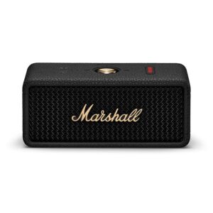 Marshall Emberton III Compact Portable Bluetooth Speaker with 32+ Hours of Playtime, (360° Sound), Dust & Waterproof (IP67) – Black & Brass.